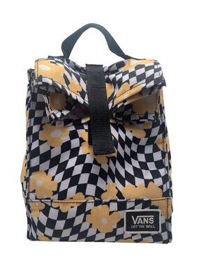 Vans Black & Yellow Checkered Daisy Lunch Bag With Handle